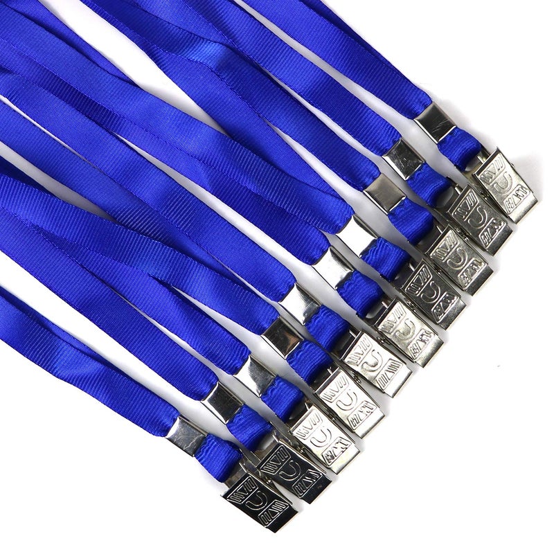 Ollain Lanyards for Id Badges Nylon Neck Flat Cruise Lanyard Bulldog Clips Durably Lanyards for Men Women Office ID Name Tags and Badge Holders (Blue, 50 Pack) - Image 4